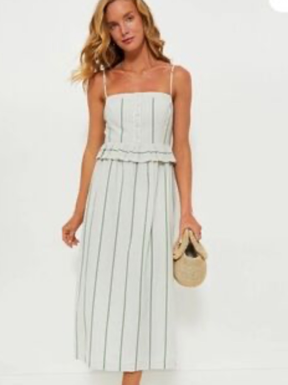 Tuckernuck Mondego Stripe Seersucker Maddy Midi Dress, Size M